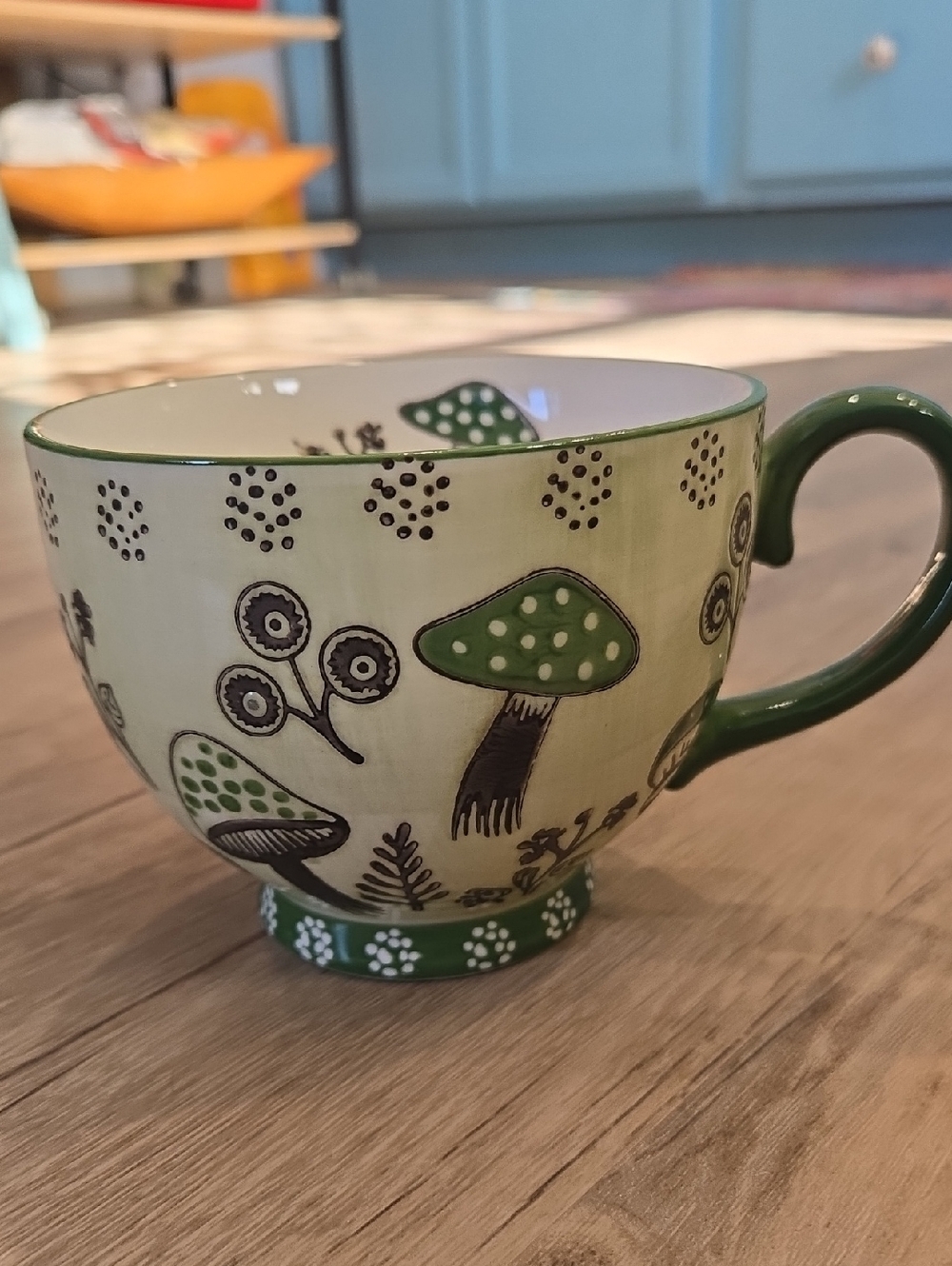 Green Mushroom Pattern Ceramic Coffee Mug